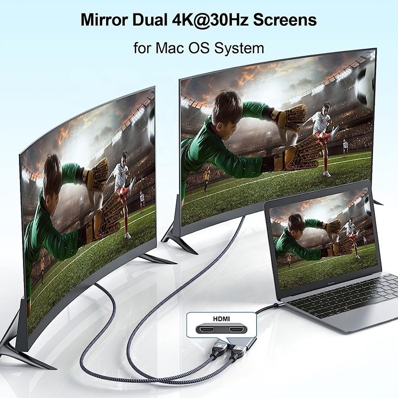 نوع C مرد به دو HDMI زن Thunderbolt 3 USB-C Multi-Monitor Adapter Cable 4K 30Hz