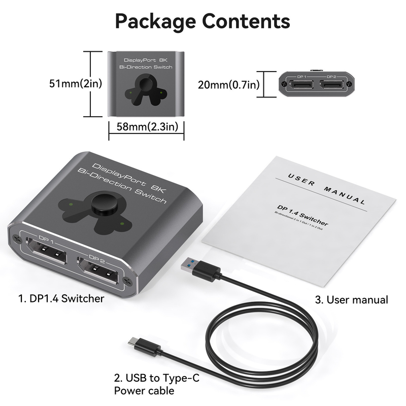 8K60Hz Port Switcher برای کار آسان و تغییر DP 1.4 با عملکرد بالا