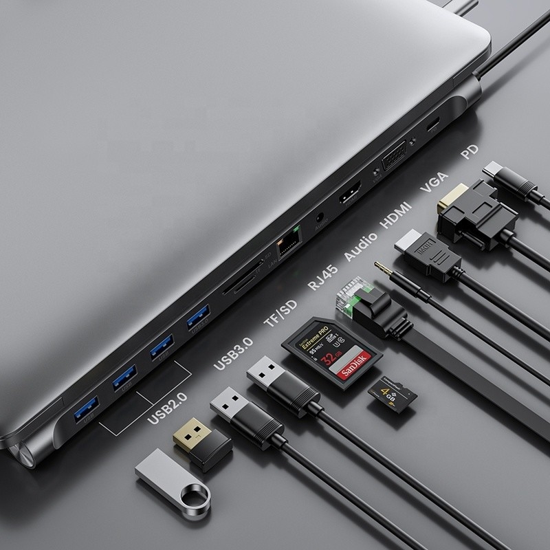 11 در 1 USB Type C Multifunctional Hub Adapter برای لپ تاپ و تلفن همراه