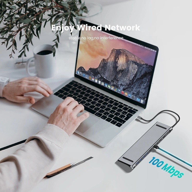 11 در 1 USB Type C Multifunctional Hub Adapter برای لپ تاپ و تلفن همراه
