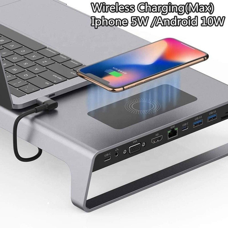 TYPE-C مرد 11 در 1 هاب کامپیوتر لپ تاپ آداپتور ایستگاه اتصال با 1000Mbps RJ45 و USB-C PD