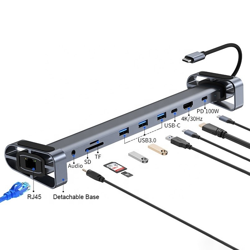 رابط USB 3.1 نوع 10 در 1 هاب نوع C برای انتقال داده و شارژ با سرعت بالا