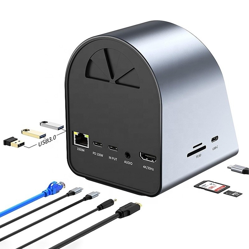 USB 3.1 10 در 1 هاب ایستگاه اتصال چند پورت نوع C با گیگابیت اترنت و 4K HD HDMI