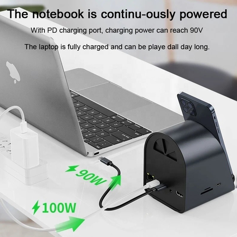 USB 3.1 10 در 1 هاب ایستگاه اتصال چند پورت نوع C با گیگابیت اترنت و 4K HD HDMI
