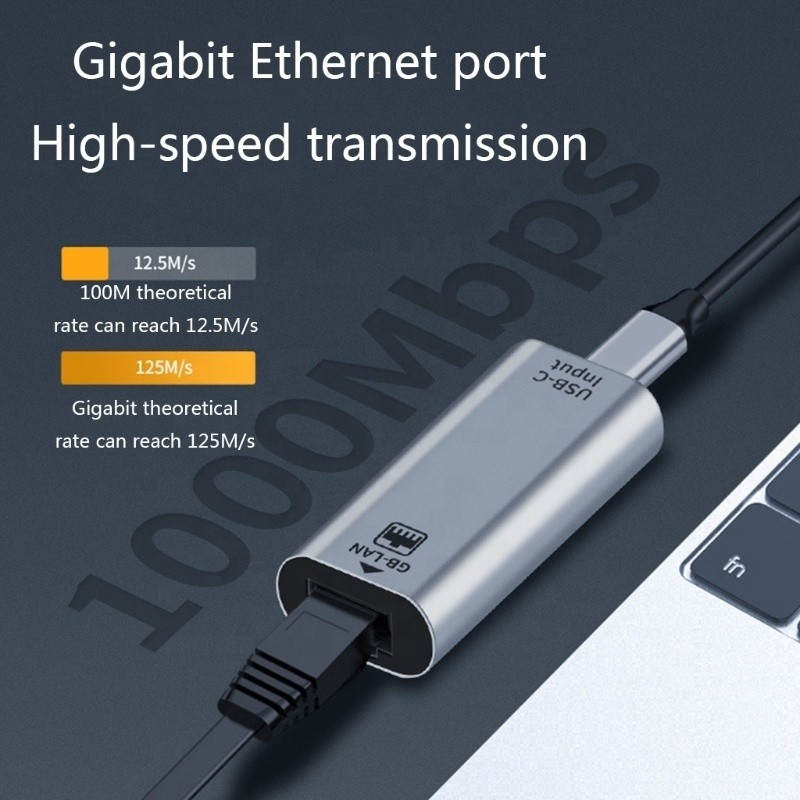 USB C ماده به پورت ادیپتر اترنت 10/100/1000 Mbps سرعت برای اتصال سریع شبکه