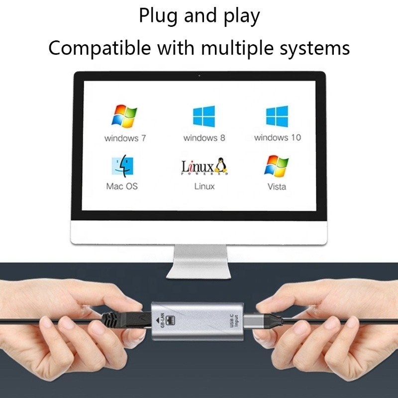 USB C ماده به پورت ادیپتر اترنت 10/100/1000 Mbps سرعت برای اتصال سریع شبکه