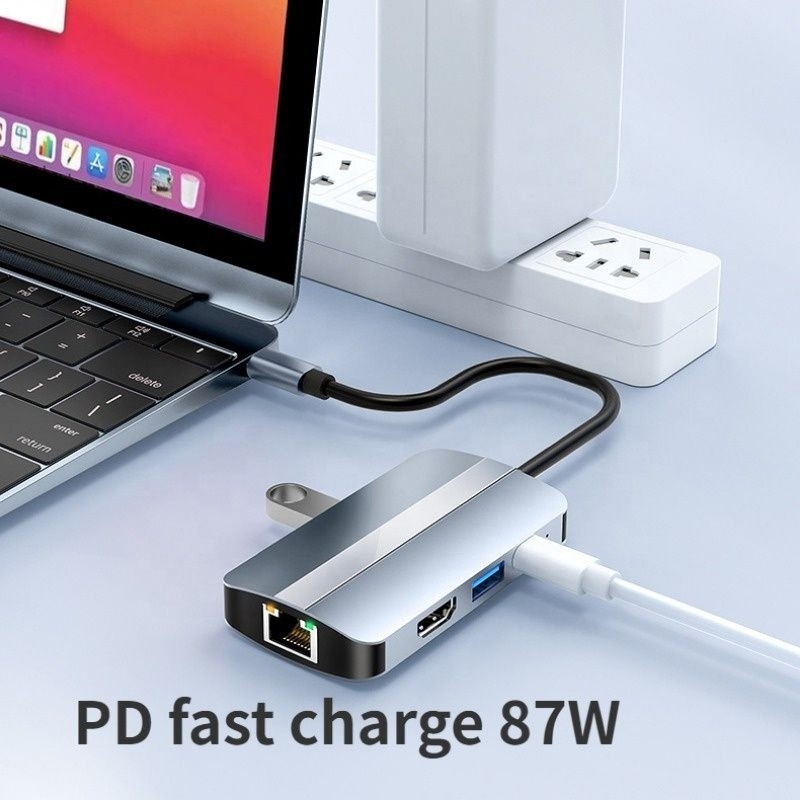 USB Type C Hub Multiport Dock Station با عملکرد شبکه شارژ انتقال ویدیو