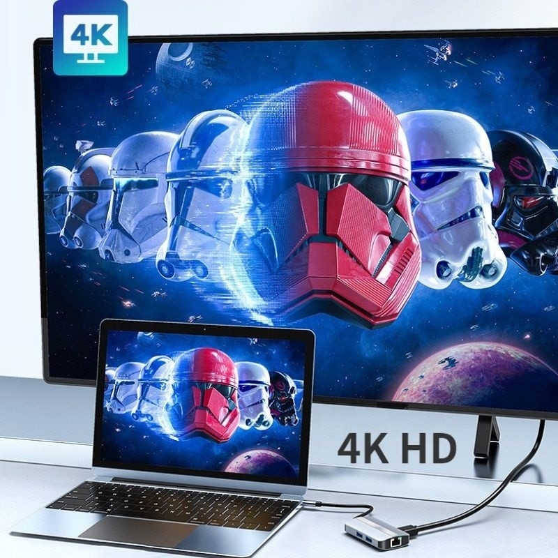 USB Type C Hub Multiport Dock Station با عملکرد شبکه شارژ انتقال ویدیو
