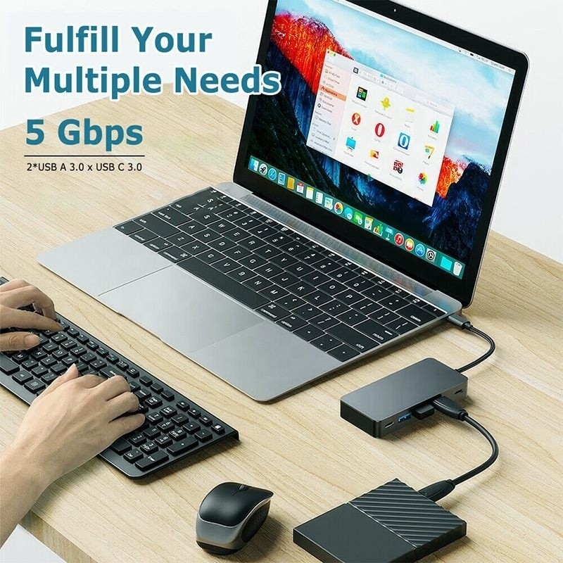 4K 30Hz دو HDMI USB 3.0 آداپتور ایستگاه اتصال 7 در 1 Multiport USB C Type C Hub