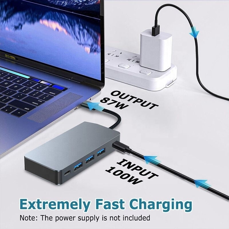 4K 30Hz دو HDMI USB 3.0 آداپتور ایستگاه اتصال 7 در 1 Multiport USB C Type C Hub