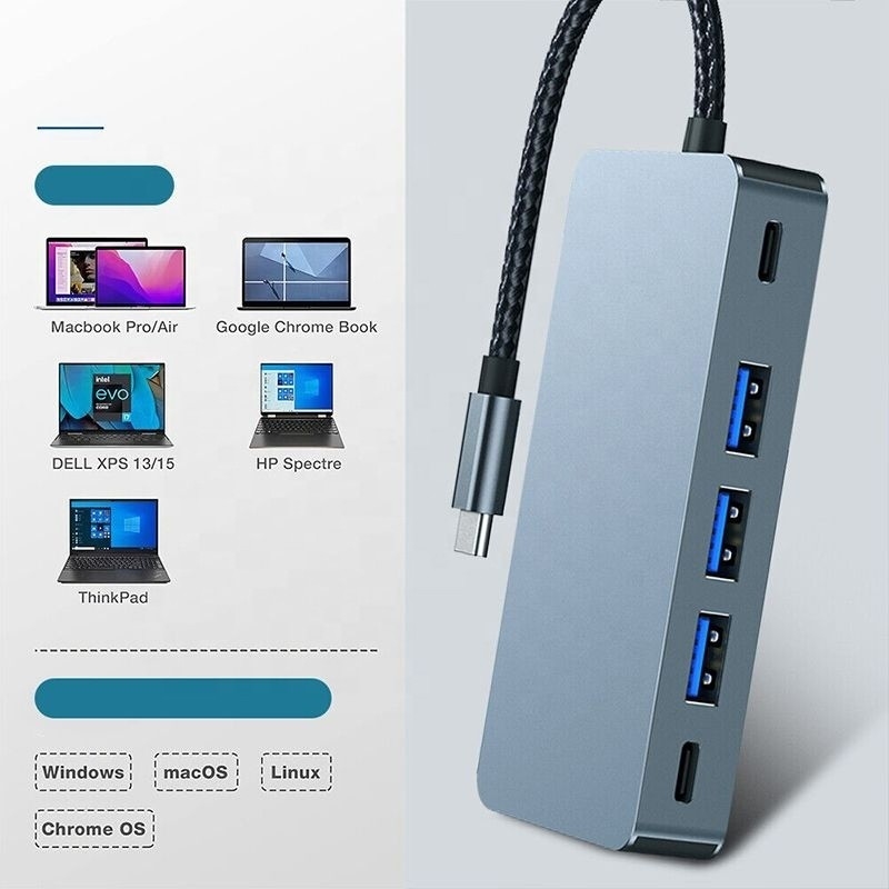 4K 30Hz دو HDMI USB 3.0 آداپتور ایستگاه اتصال 7 در 1 Multiport USB C Type C Hub
