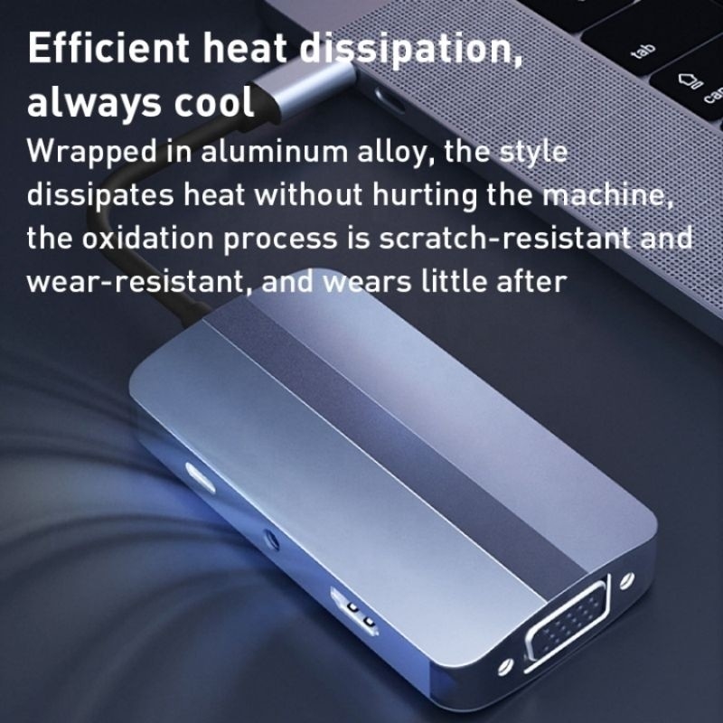 11 در 1 هاب USB-C نوع C به HDMI USB3.0 USB2.0 SD TF هاب آداپتور با کارت خوان
