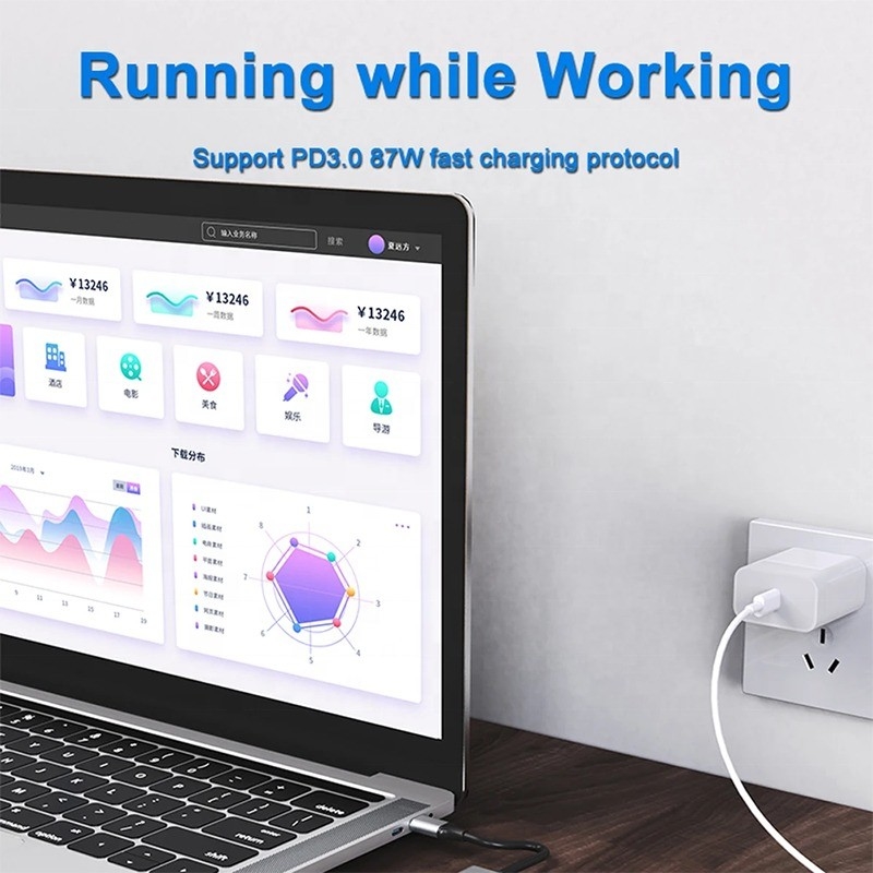 7 در 1 USB C USB-C Hub برای مک بوک خاکستری HDMI USB 3.0 USB2.0 RJ45 SD / TF کارت خوان PD خروجی