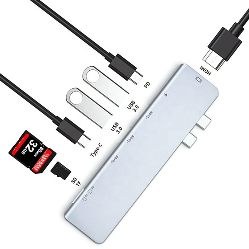 USB Type C 4K 30Hz HDMI USB 3.0 TF SD Adapter Hub Docking Station برای مک بوک پرو