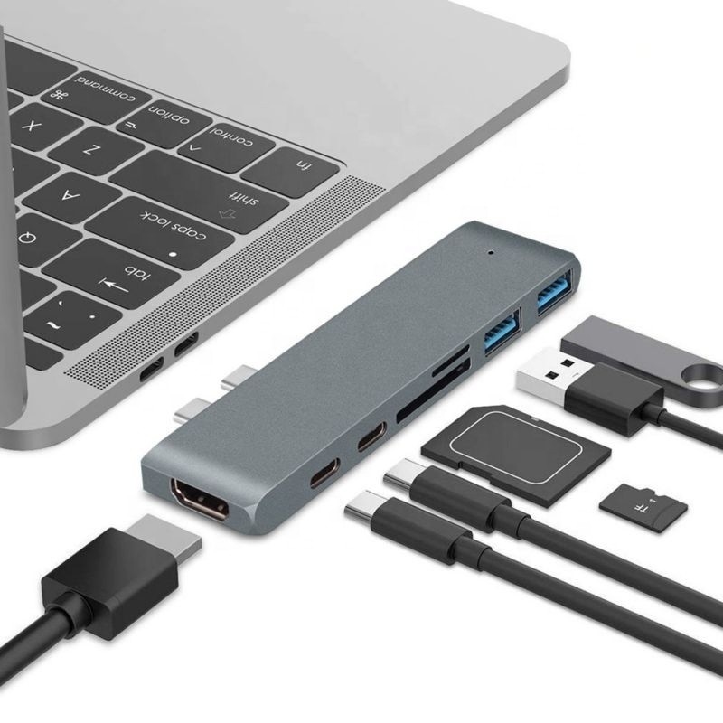 ایستگاه اتصال 7-در-2 هاب با ورودی دوگانه نوع C و نوع رابط USB 3.1