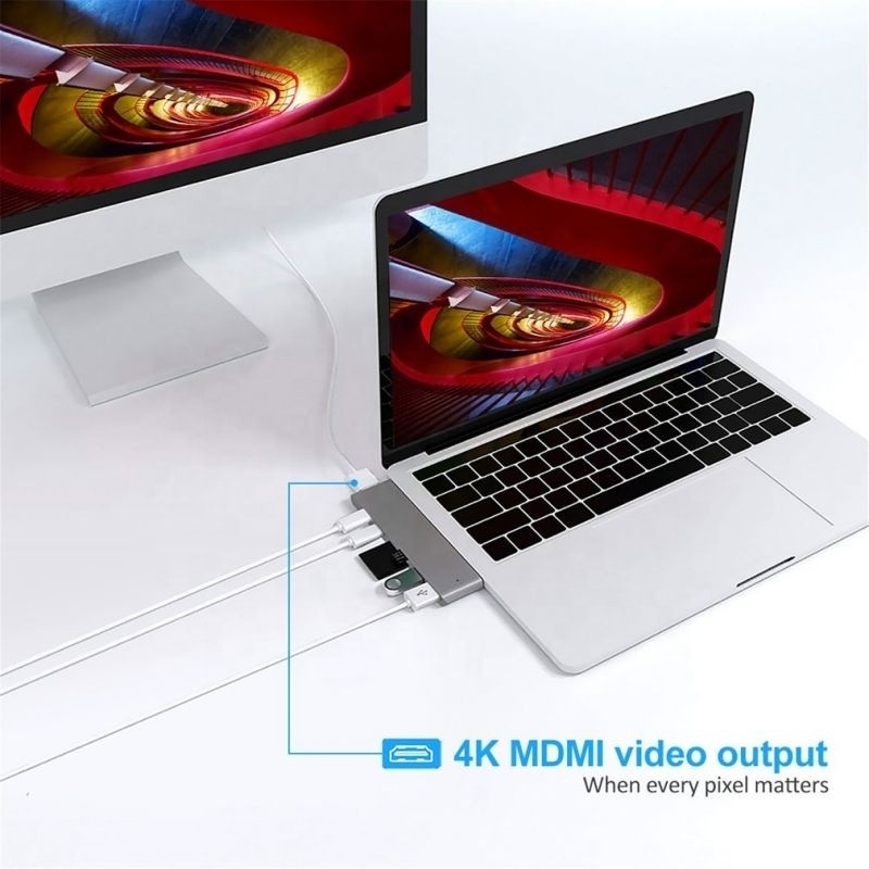 ایستگاه اتصال 7-در-2 هاب با ورودی دوگانه نوع C و نوع رابط USB 3.1