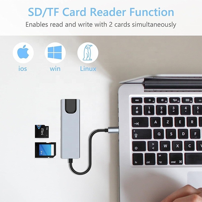 ایستگاه اتصال USB C PD خاکستری برای عملکرد شارژ لپ تاپ انتقال داده و خروجی ویدئو