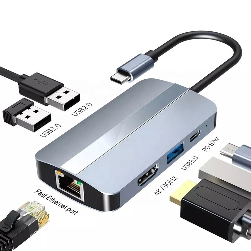 آداپتور 12 در 1 USB C OEM Multiport Hub با 4K HDMI USB 3.0 RJ45 Lan Ethernet