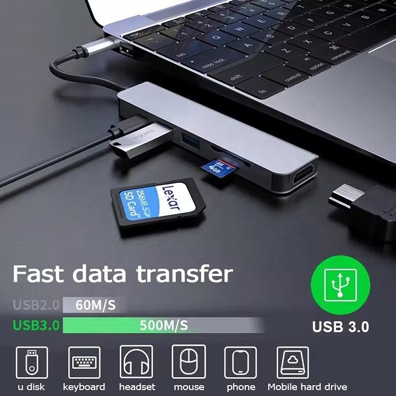 هاب ایستگاه اتصال USB 3.1 با خواننده کارت SD 4K HDMI USB3.0 TF و شارژ PD 87W