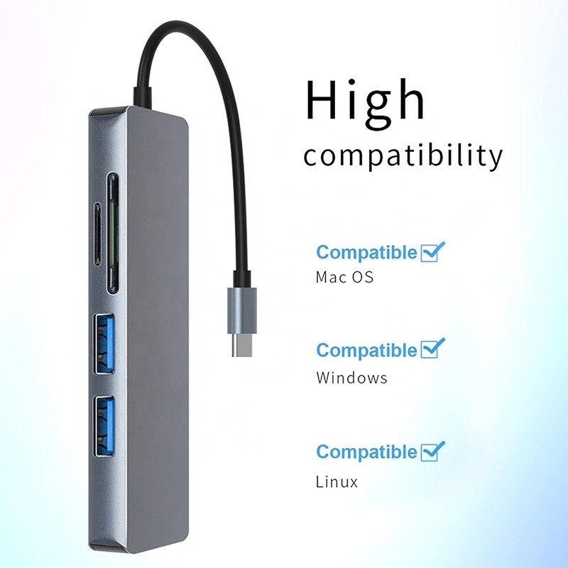 11 در 1 هاب USB-C نوع C به HDMI USB3.0 USB2.0 SD TF هاب آداپتور با کارت خوان