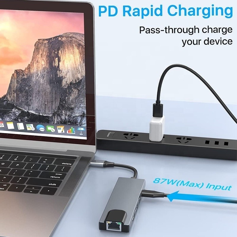آداپتور USB C 13 در 1 هاب HDMI 4K نوع C به HDMI 4K USB 3.0 2.0 PD تبدیل شارژ