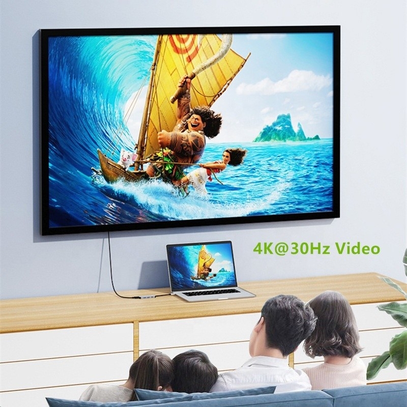 4K HDMI سازگار نوع C به USB C هاب آداپتور با 2 USB3.0 و PD پورت شارژ