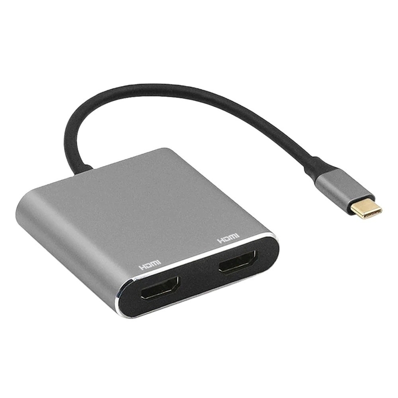 ایستگاه اتصال 4 در 1 با 2 پورت دوگانه 4K HDMI و USB-C Type-C به دو آداپتور HDMI