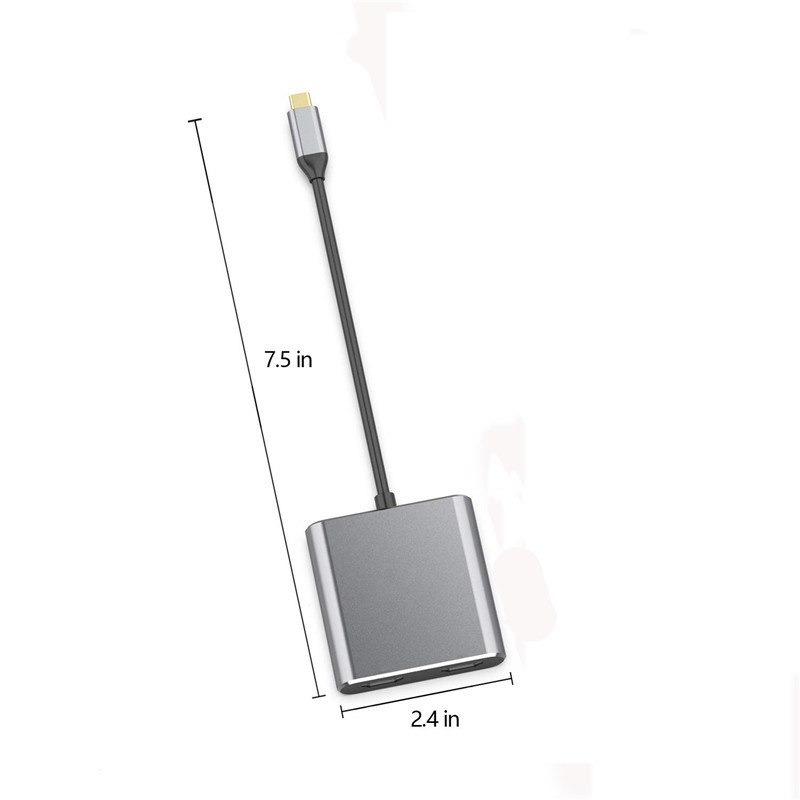 ایستگاه اتصال 4 در 1 با 2 پورت دوگانه 4K HDMI و USB-C Type-C به دو آداپتور HDMI