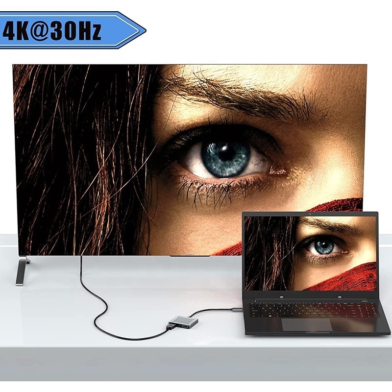 USB C Type C Interface Connector دو HDMI Adapter 4K 4 در 1 USB 3.0 هاب برای لپ تاپ