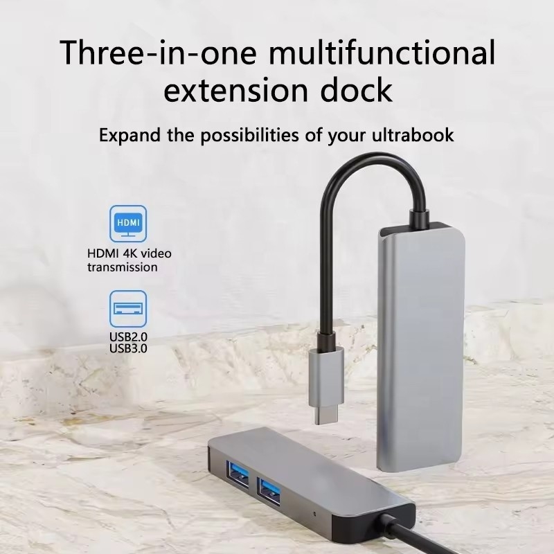 USB C Hub با 4K HDMI و USB 3.0 با سرعت بالا سازگار با ویندوز مک