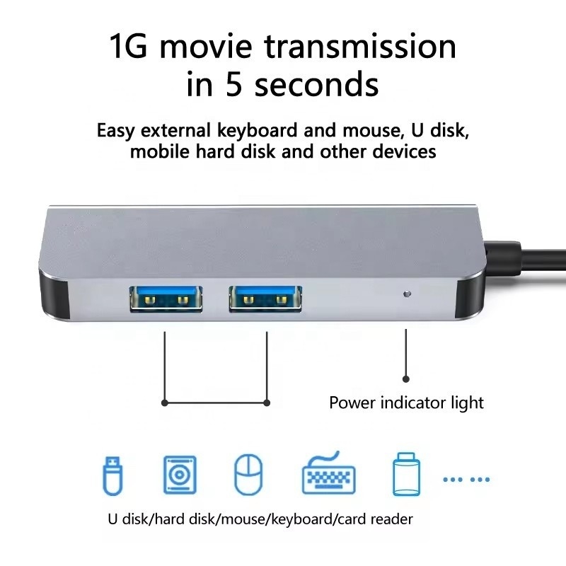 USB C Hub با 4K HDMI و USB 3.0 با سرعت بالا سازگار با ویندوز مک