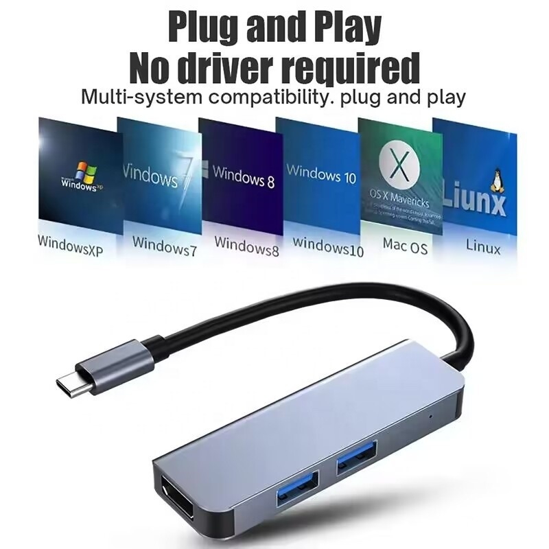 USB C Hub با 4K HDMI و USB 3.0 با سرعت بالا سازگار با ویندوز مک