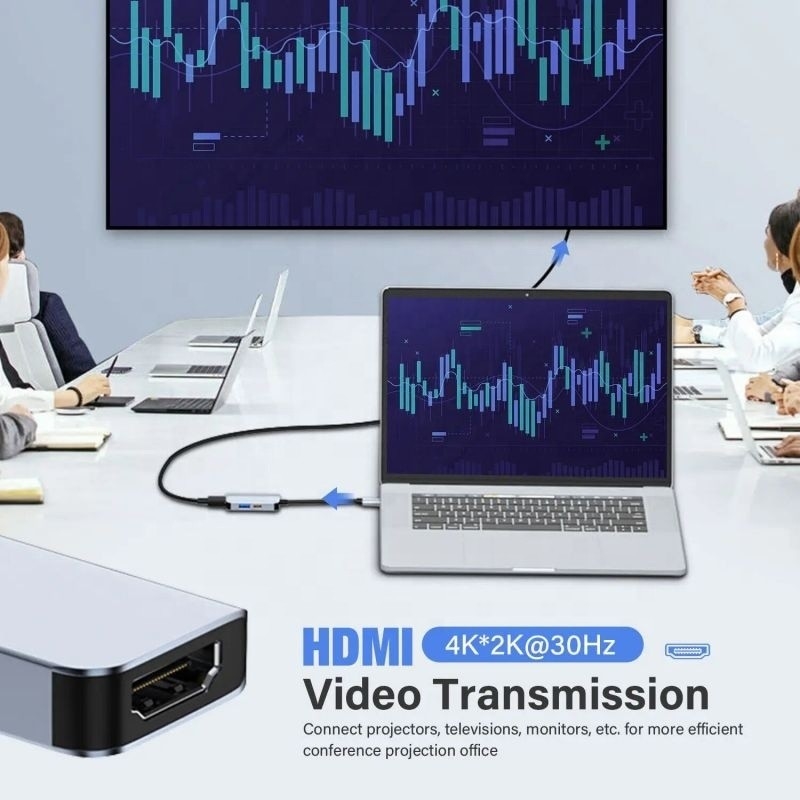 USB 3.1/USB Type-C Hub Adapter Docking Station با 4K HDMI USB3.0 USB 3.0 نوع C PD