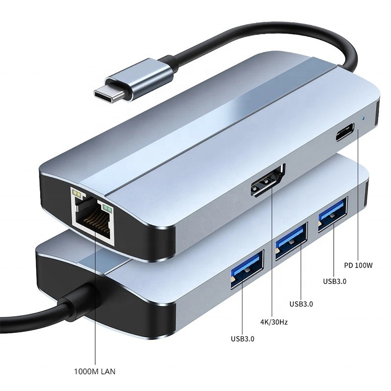 آداپتور 12 در 1 USB C OEM Multiport Hub با 4K HDMI USB 3.0 RJ45 Lan Ethernet