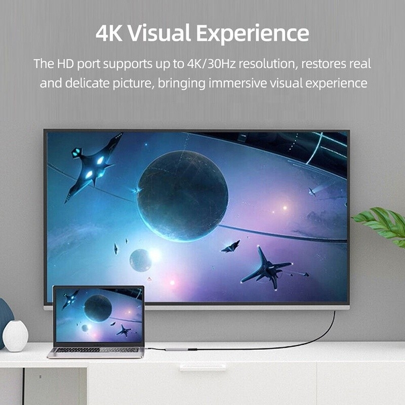 هاب ۶ در یک USB Type-C تا 4K HDMI و USB 3.0 برای مک بوک OEM / ODM