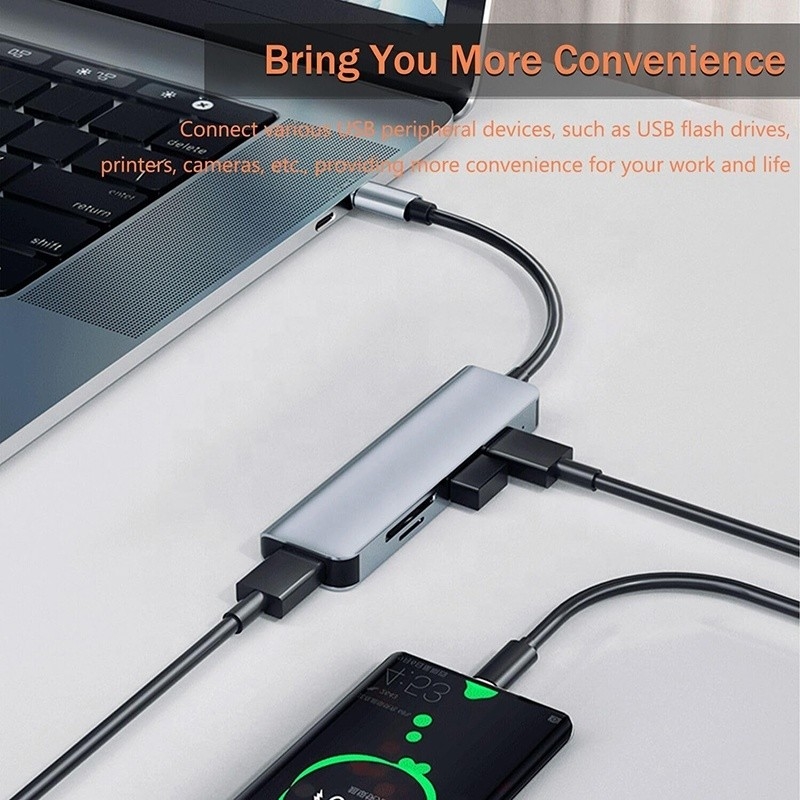 USB A/C Input USB 3.0 Type C Multiport Adapter Docking Station با خواننده کارت SD/TF