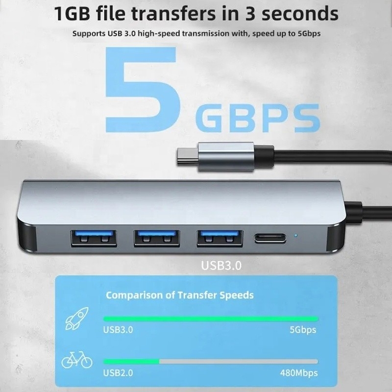 9-in-1 USB Type C Adapter Hub با شارژ 100W PD و خروجی USB3.0 3 * USB2.0