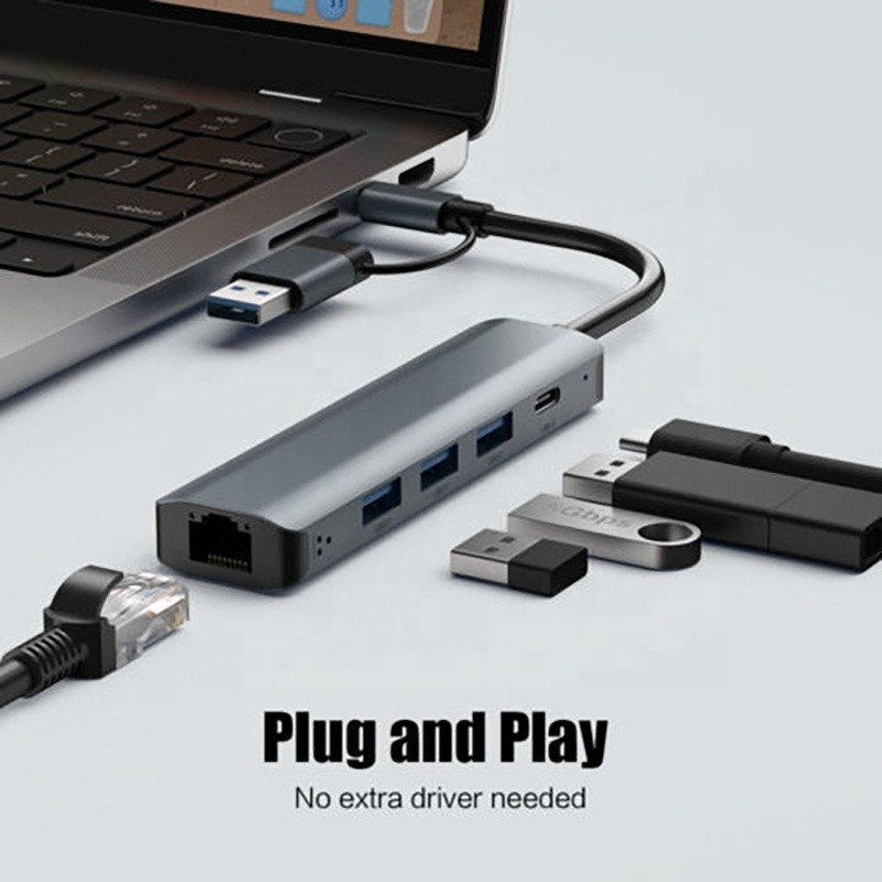 12 در 1 آداپتور چند پورت USB C هاب ایستگاه اتصال با USB 3.1 رابط و RJ45 گیگابیت اترنت