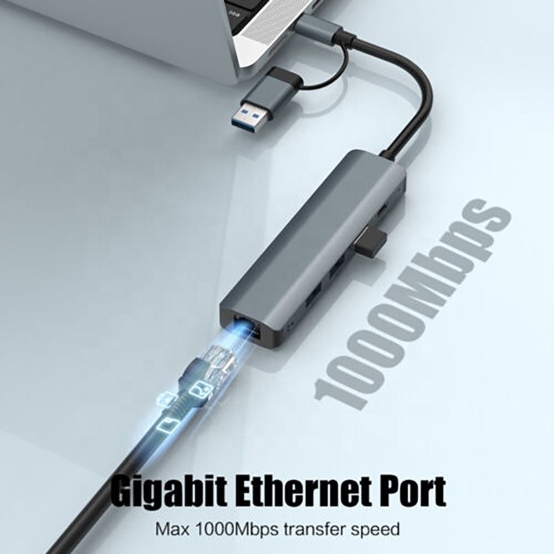 12 در 1 آداپتور چند پورت USB C هاب ایستگاه اتصال با USB 3.1 رابط و RJ45 گیگابیت اترنت