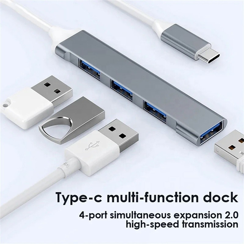 آلومینیوم 4 پورت USB Type-C به USB 3.0 2.0 هاب داده برای انتقال داده با سرعت بالا