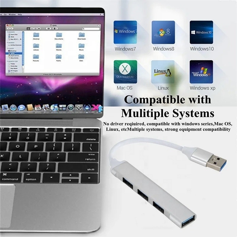 آلومینیوم 4 پورت USB Type-C به USB 3.0 2.0 هاب داده برای انتقال داده با سرعت بالا