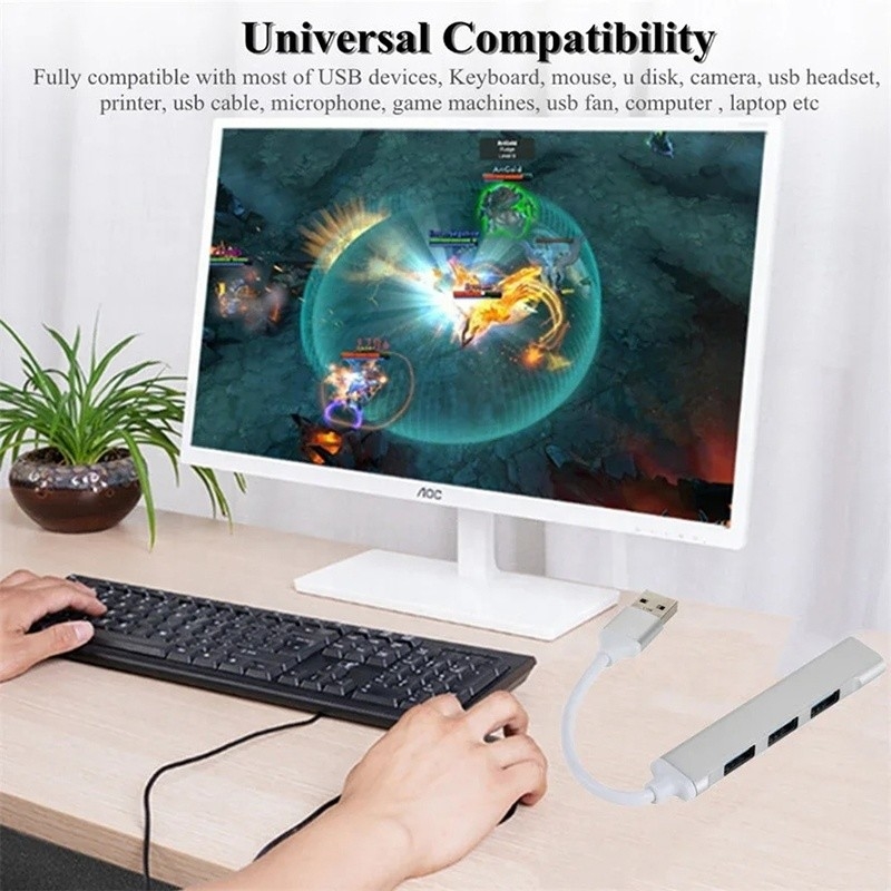 آلومینیوم 4 پورت USB Type-C به USB 3.0 2.0 هاب داده برای انتقال داده با سرعت بالا