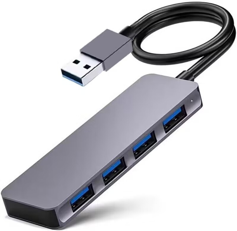سرعت بالا 4 پورت USB 3.0 HUB 5Gbps USB C قابل حمل با آداپتور برق برای PC Mac لپ تاپ
