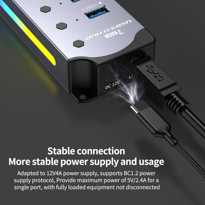 لوگو سفارشی سرعت پذیرفته شده USB 3.0 هاب با 7 پورت و طراحی آلیاژ آلومینیوم