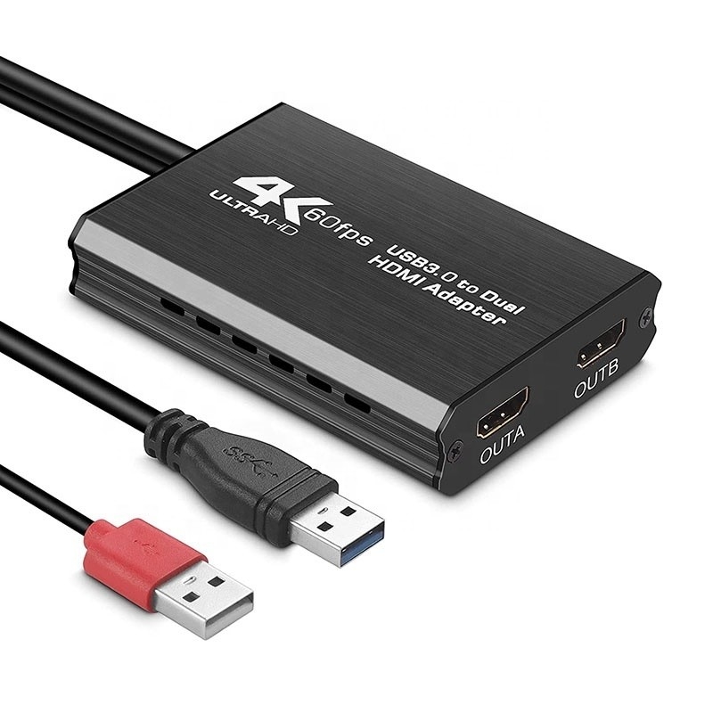 غیر محافظ USB 3.0 دو HDMI x2 خروجی تبدیل کننده صوتی برای مانیتور لپ تاپ