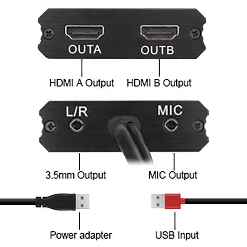 غیر محافظ USB 3.0 دو HDMI x2 خروجی تبدیل کننده صوتی برای مانیتور لپ تاپ