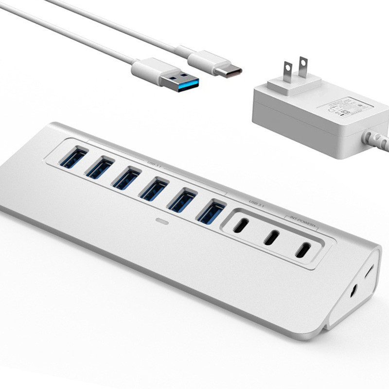 10 پورت USB C هاب قابل حمل USB C هاب نوع C تا 4 پورت USB A برای تبلت PC