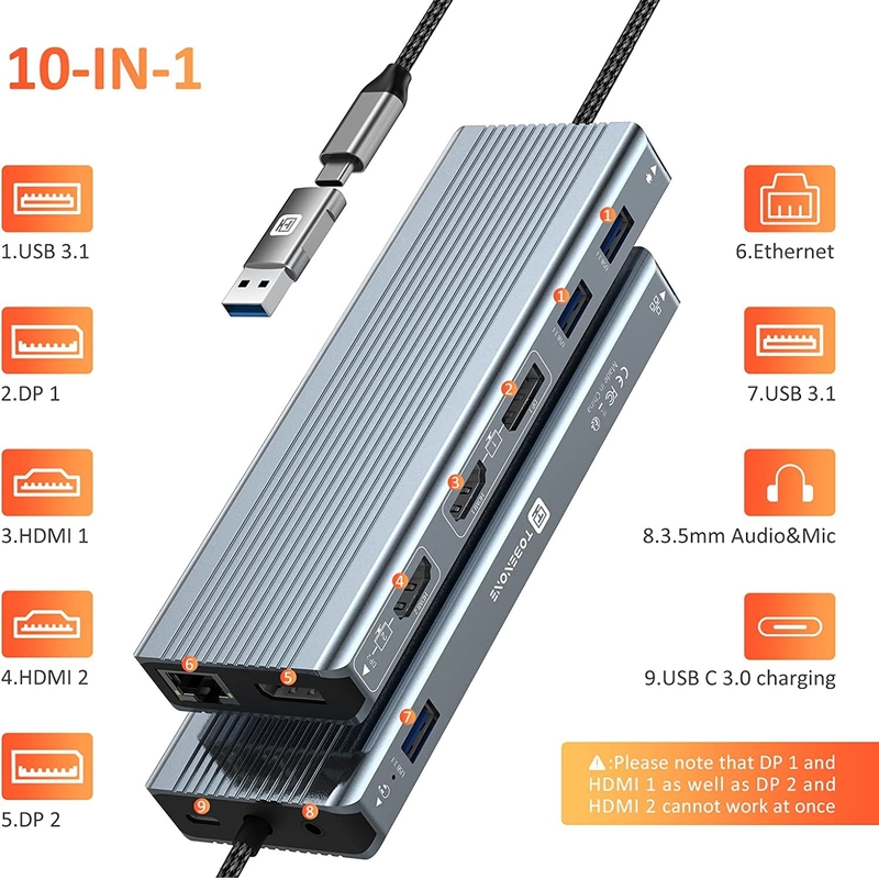 سرعت انتقال داده تا 5/10Gbps اتصال لپ تاپ تاندربولت با 85/100W تحویل قدرت برای عملکرد قدرتمند