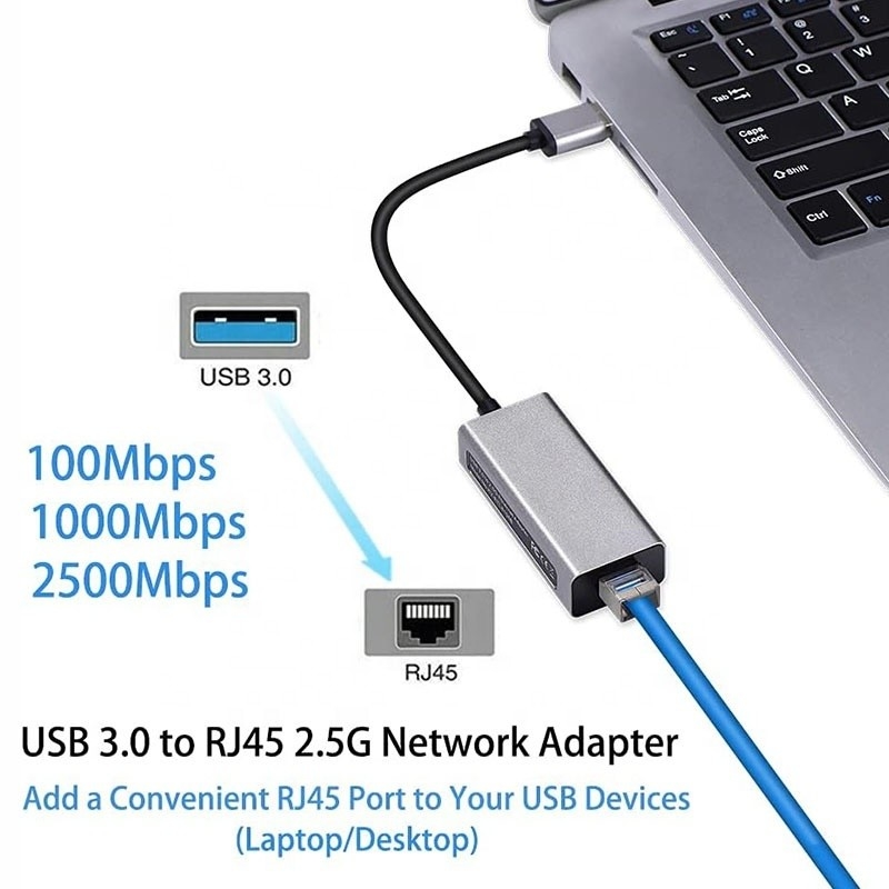 آداپتور کارت شبکه USB 3.0 با سرعت فوق العاده 2500Mbps با 2.5G Gigabit Ethernet
