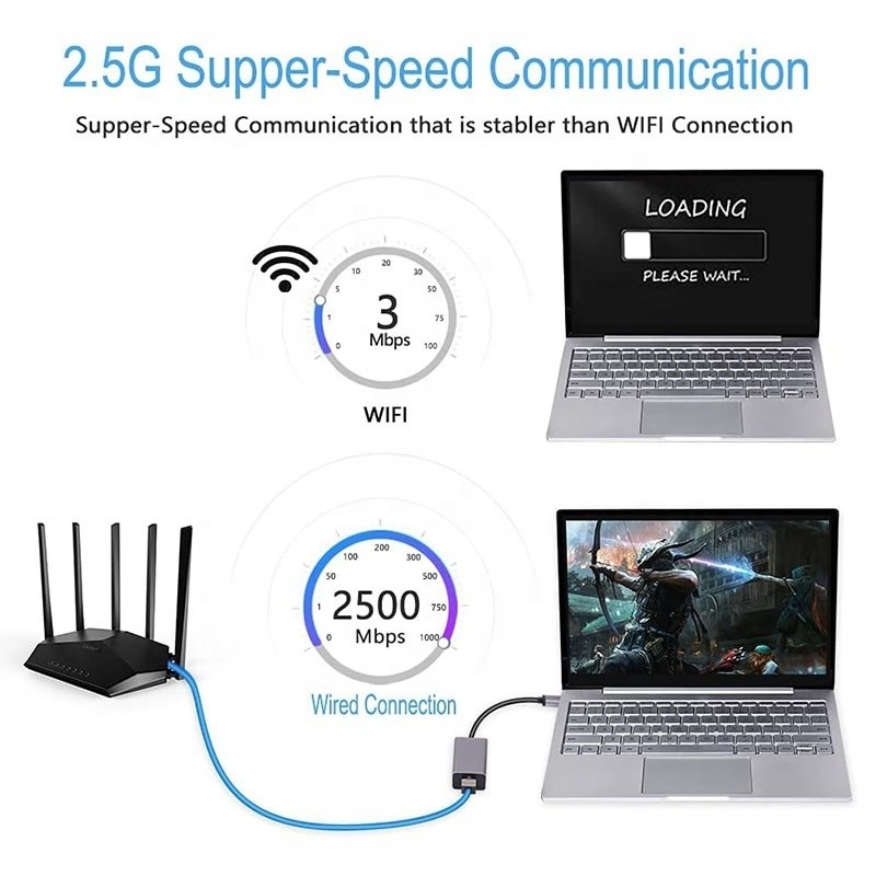 آداپتور کارت شبکه USB 3.0 با سرعت فوق العاده 2500Mbps با 2.5G Gigabit Ethernet